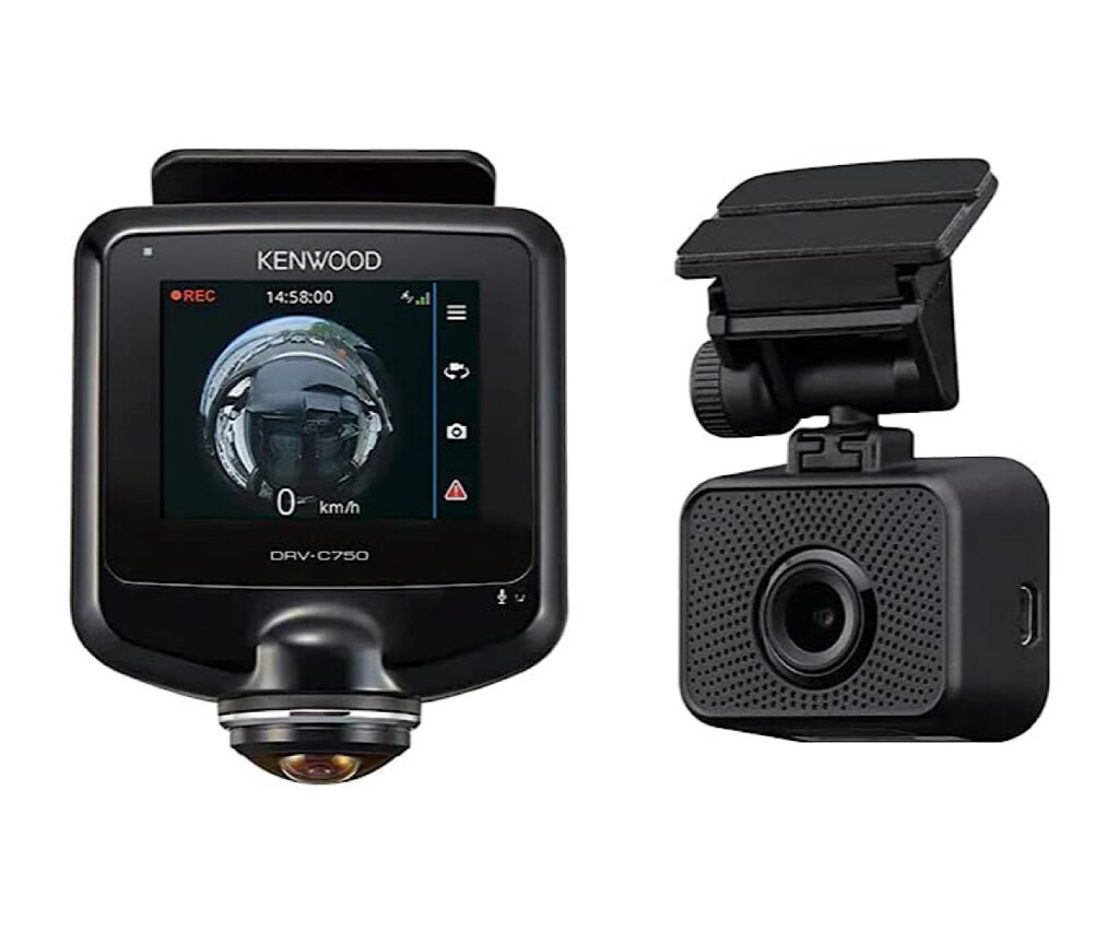 ケンウッド ドライブレコーダー DRV-C750R 360度カメラ+リアカメラセット 前後左右 360度撮影対応 GPS 駐車監視録画対応 シガープラグコード(3.5m)付属 SDカード付属(32GB) 【ステッカー付】 KENWOOD