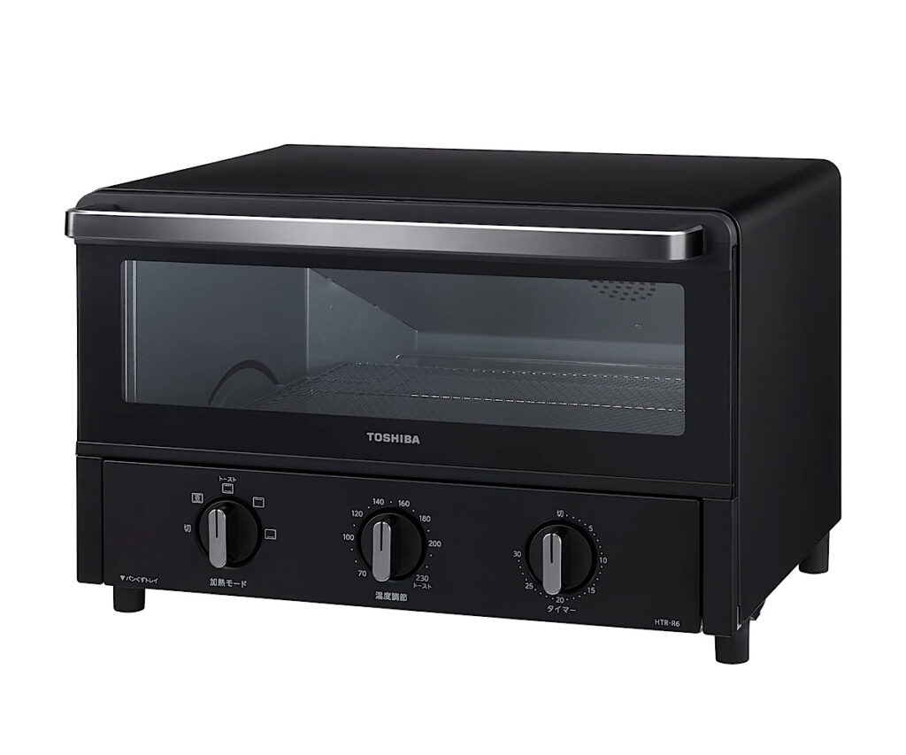 東芝(TOSHIBA) トースター オーブントースター 4枚焼き 温度調節機能付き 角皿付き タイマー30分 ブラック HTR-R6(K)