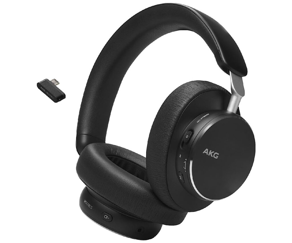 AKG N9 HYBRID ワイヤレスオーバーイヤーヘッドホン ハイレゾ LDAC対応 ワイヤレスヘッドホン LC3Plus 2.4GHZ ドングル Hi-Res 通話用マイク内蔵 マルチポイント接続 iPhone15 有線 AKGN9HYBRIDBLK (ブラック)