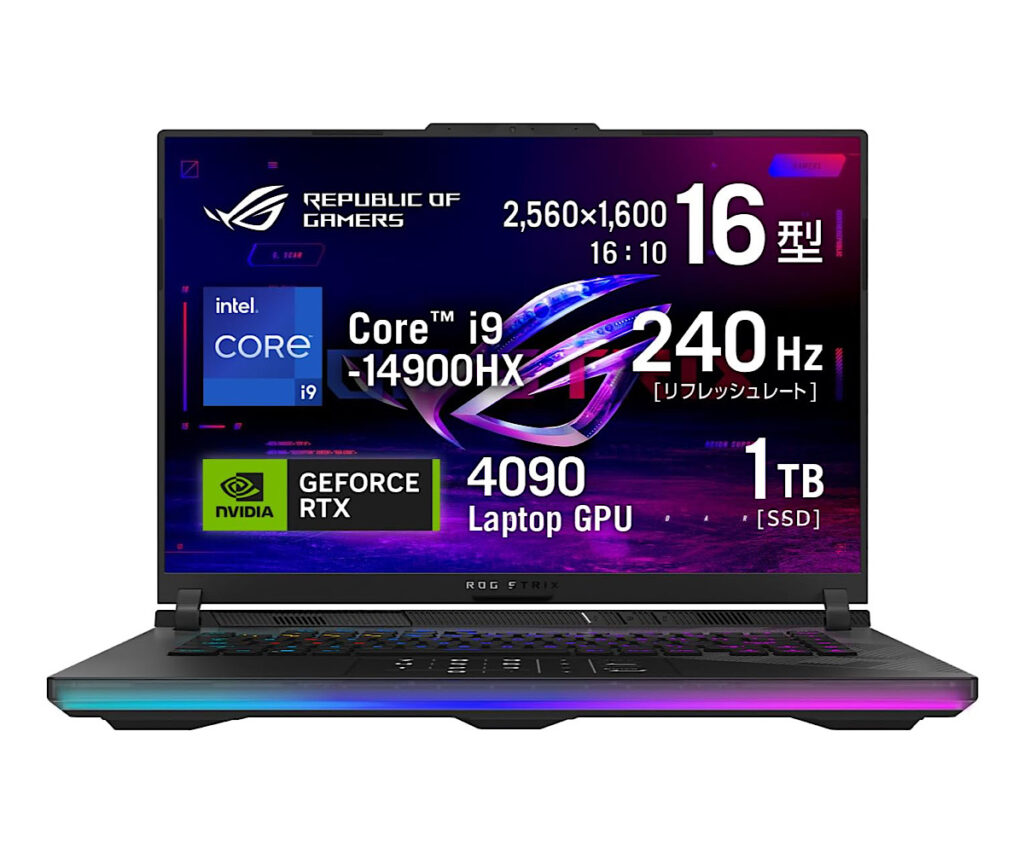 ASUS ゲーミングノートPC ROG Strix SCAR 16 G634JYR 16型 RTX 4090 インテル 第14世代 Core i9-14900HX メモリ32GB SSD1TB リフレッシュレート240Hz mini LED RGB イルミネートキーボード Windows 11 動画編集 Xbox Game Pass 3ヶ月利用権付き G634JYR-I94R409032G