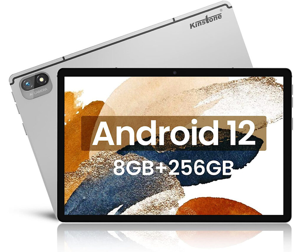 Kinstone タブレット 10.1インチ ゲーミングタブレット Android 12 5G Wi-Fiモデルタブレット、8GB+256GB+1TB拡張可能、8コアCPU 2.4GHz+5GHz、1920x1200 FHD IPS 大画面、8000mAh 電池、13MP/5MPカメラ、GMS認証、顔のロック解除、日本語取扱説明書付属 オンライン授業