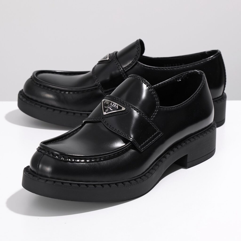 PRADA プラダ ローファー 2DE127 055 F0002 メンズ チョコレート ブラッシュドレザー シューズ 革靴 トライアングルロゴメタル NERO【po_sannn】