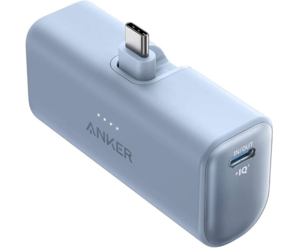 Anker Nano Power Bank (22.5W, Built-In USB-C Connector) (モバイルバッテリー 5000mAh 小型コンパクト)【PowerIQ搭載/USB-C一体型】 iPhone 15 シリーズ (グレイッシュブルー)